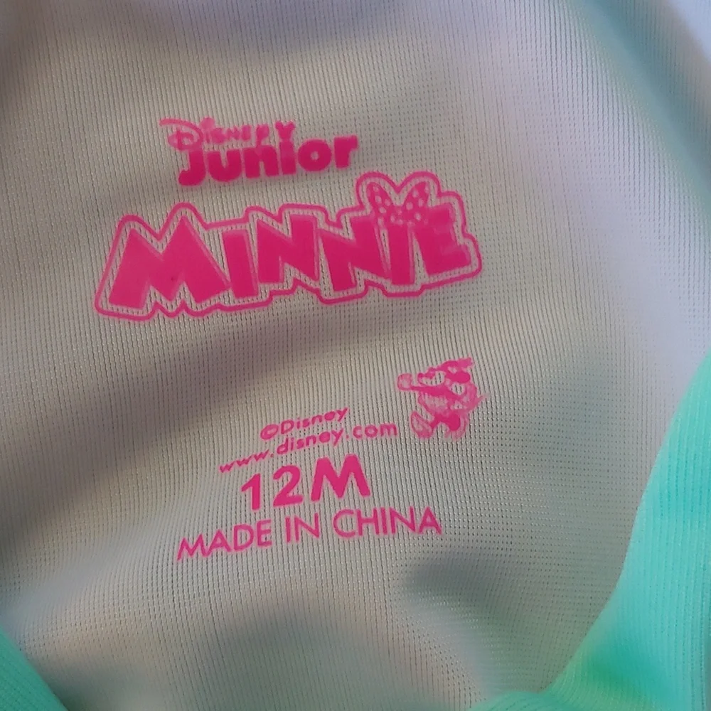 NWT Disney Minnie Mouse Infant Girls Swim Set (Top & Rash Guard) Size 12M